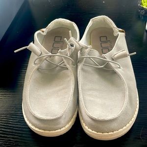 Hey Dude Womens gray loafers, size 6